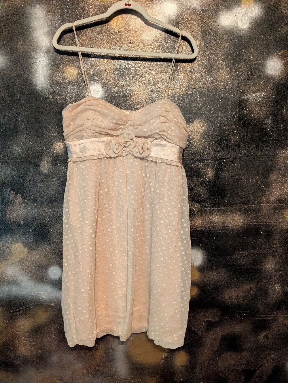 VTG Essentials by A.B.S. Swiss Dot Mini Dress Sz 12 Y2K Coquette Rosette NWT